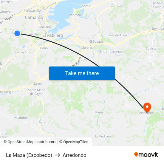 La Maza (Escobedo) to Arredondo map