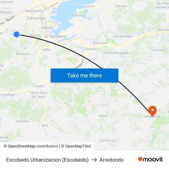 Escobedo Urbanizacion (Escobedo) to Arredondo map