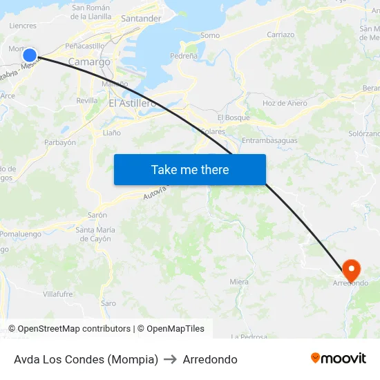 Avda Los Condes (Mompia) to Arredondo map