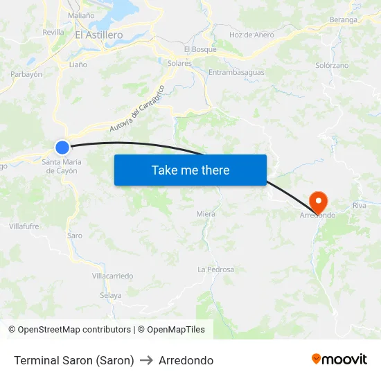 Terminal Saron (Saron) to Arredondo map