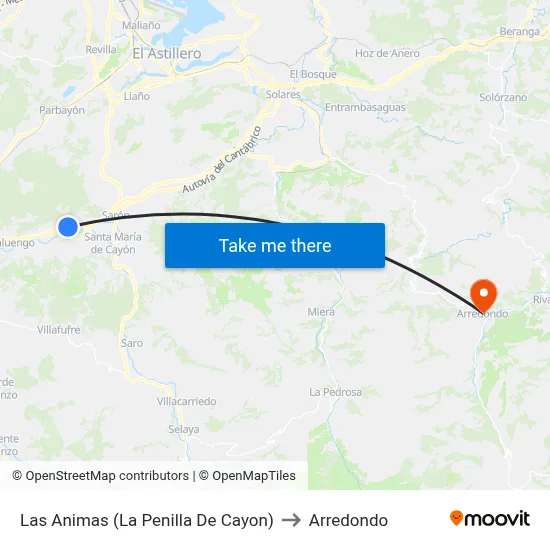 Las Animas (La Penilla De Cayon) to Arredondo map
