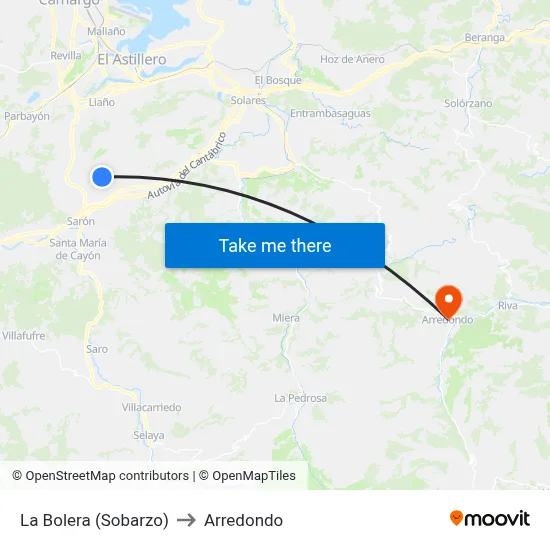 La Bolera (Sobarzo) to Arredondo map