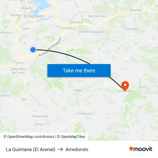 La Quintana (El Arenal) to Arredondo map