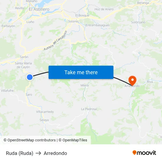 Ruda (Ruda) to Arredondo map