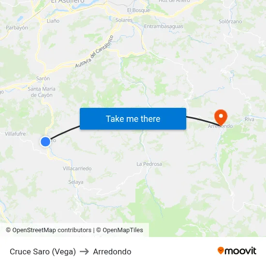 Cruce Saro (Vega) to Arredondo map