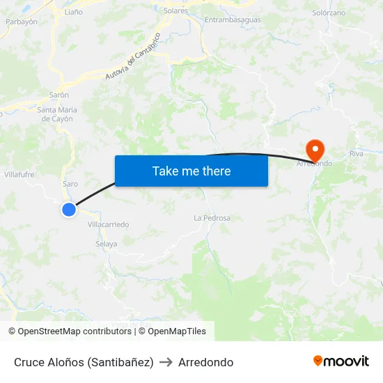 Cruce Aloños (Santibañez) to Arredondo map