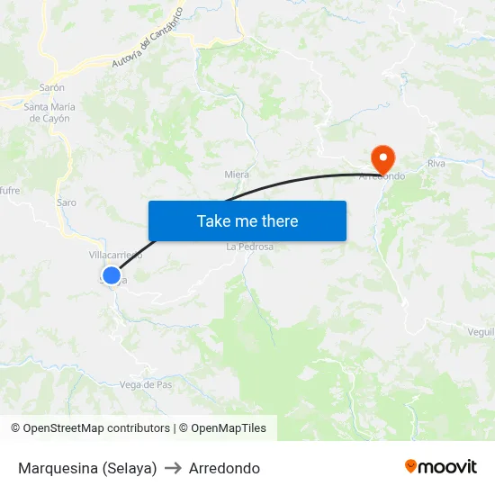 Marquesina (Selaya) to Arredondo map