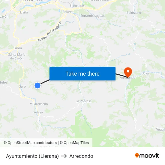 Ayuntamiento (Llerana) to Arredondo map