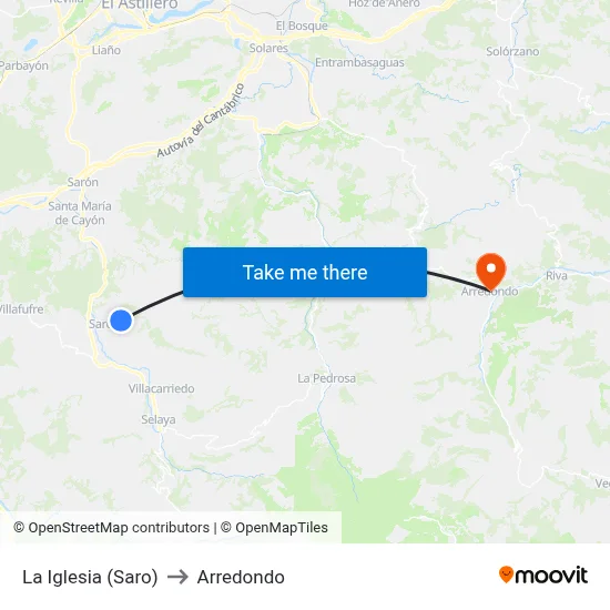 La Iglesia (Saro) to Arredondo map