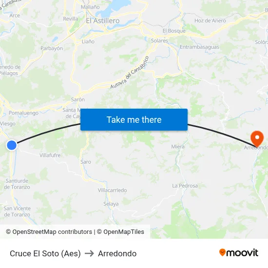 Cruce El Soto (Aes) to Arredondo map
