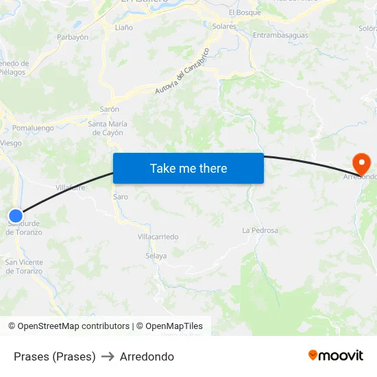Prases (Prases) to Arredondo map