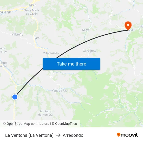 La Ventona (La Ventona) to Arredondo map