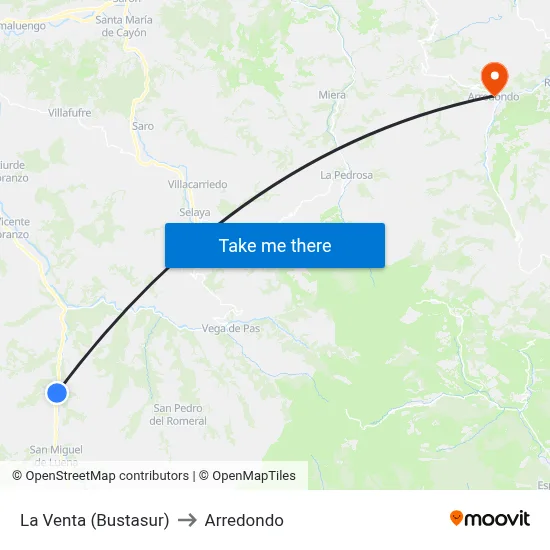 La Venta (Bustasur) to Arredondo map