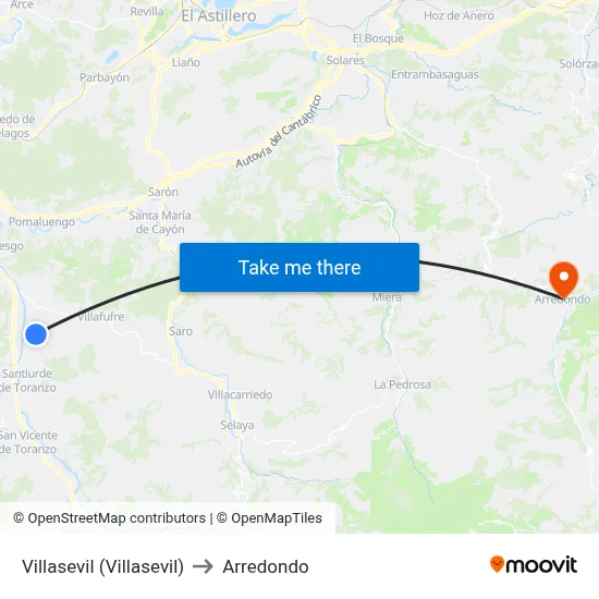 Villasevil (Villasevil) to Arredondo map