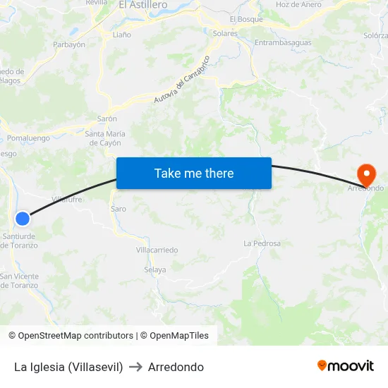 La Iglesia (Villasevil) to Arredondo map