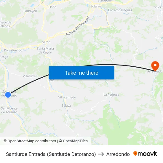 Santiurde Entrada (Santiurde Detoranzo) to Arredondo map