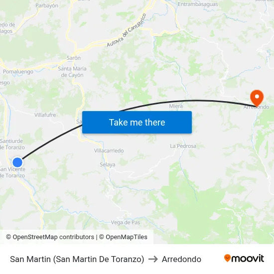 San Martin (San Martin De Toranzo) to Arredondo map