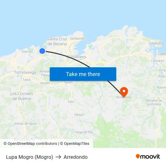 Lupa Mogro (Mogro) to Arredondo map