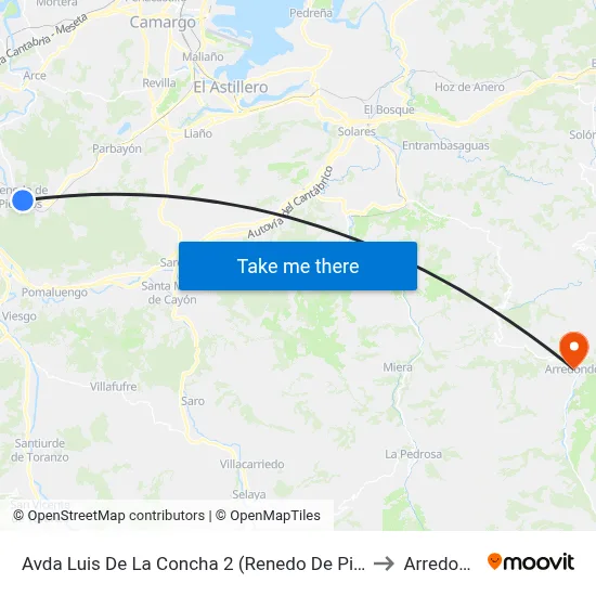 Avda Luis De La Concha 2 (Renedo De Pielagos) to Arredondo map