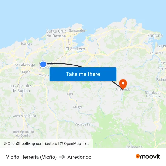 Vioño Herreria (Vioño) to Arredondo map