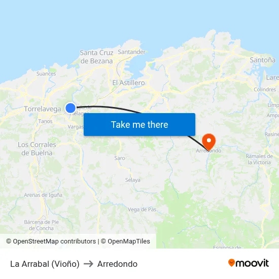 La Arrabal (Vioño) to Arredondo map