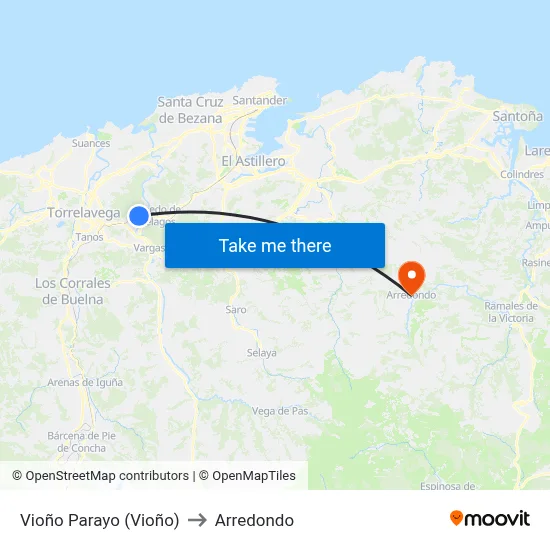 Vioño Parayo (Vioño) to Arredondo map