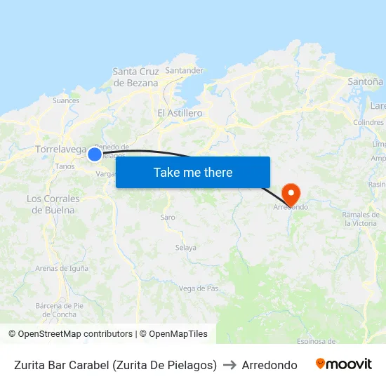 Zurita Bar Carabel (Zurita De Pielagos) to Arredondo map