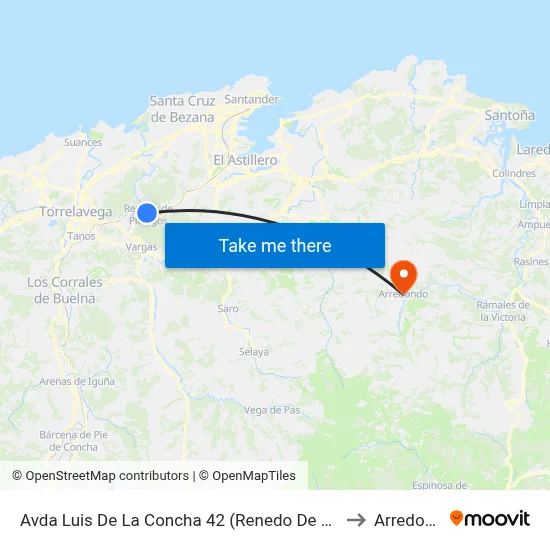 Avda Luis De La Concha 42 (Renedo De Pielagos) to Arredondo map