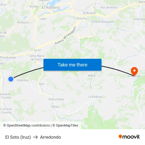 El Soto (Iruz) to Arredondo map