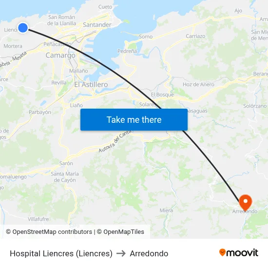 Hospital Liencres (Liencres) to Arredondo map