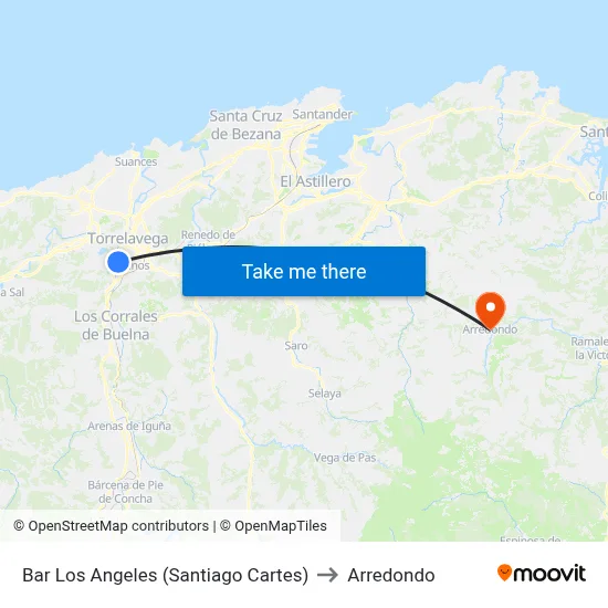 Bar Los Angeles (Santiago Cartes) to Arredondo map