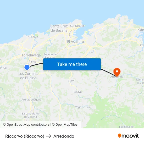 Riocorvo (Riocorvo) to Arredondo map