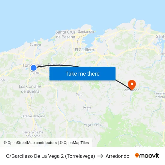 C/Garcilaso De La Vega 2 (Torrelavega) to Arredondo map