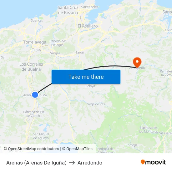 Arenas (Arenas De Iguña) to Arredondo map
