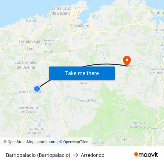 Barriopalacio (Barriopalacio) to Arredondo map
