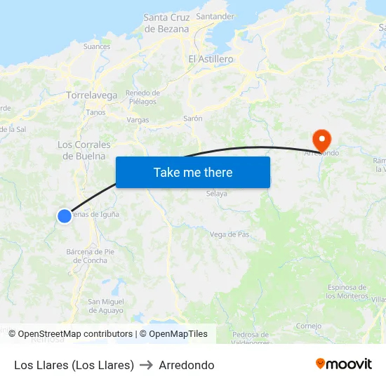 Los Llares (Los Llares) to Arredondo map