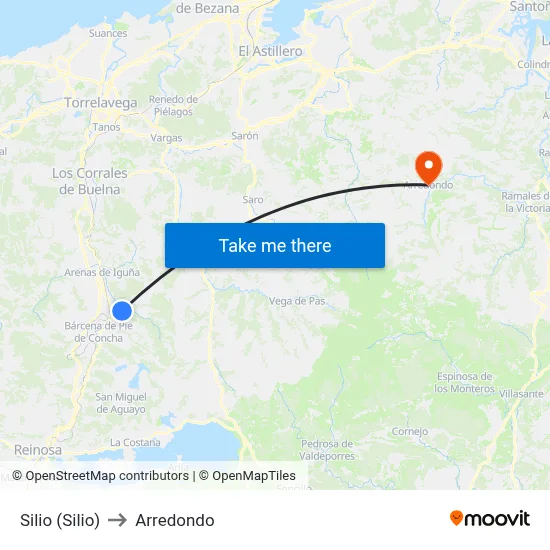 Silio (Silio) to Arredondo map