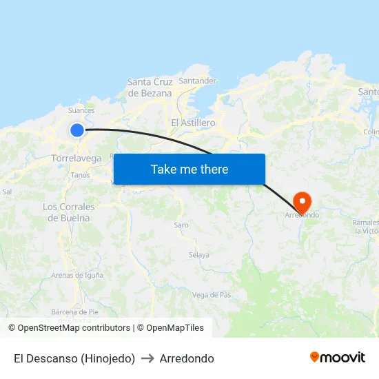 El Descanso (Hinojedo) to Arredondo map