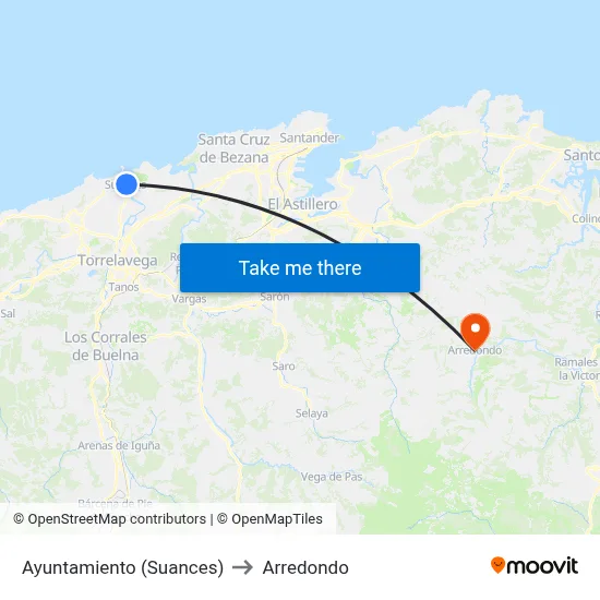 Ayuntamiento (Suances) to Arredondo map