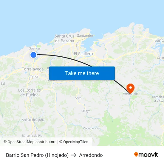 Barrio San Pedro (Hinojedo) to Arredondo map