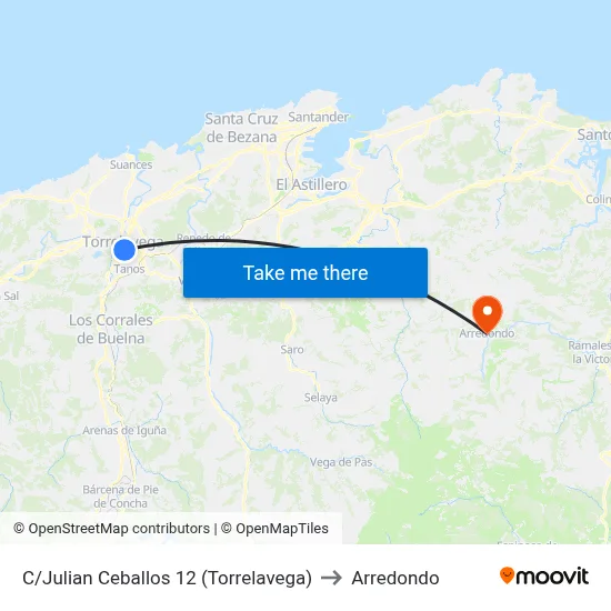 C/Julian Ceballos 12 (Torrelavega) to Arredondo map