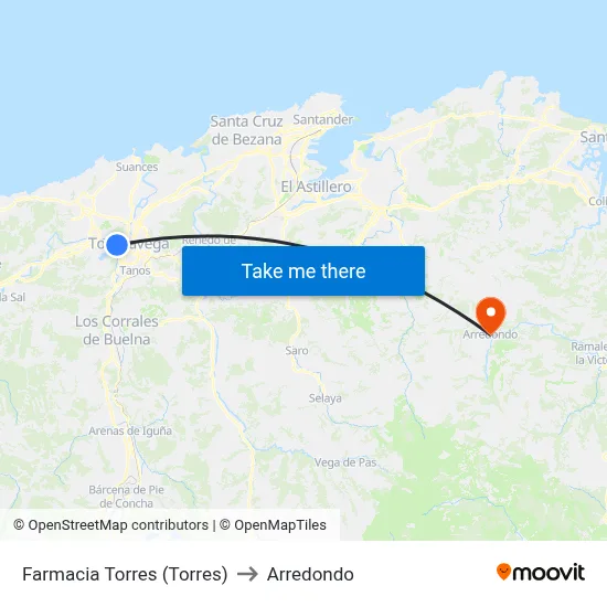 Farmacia Torres (Torres) to Arredondo map
