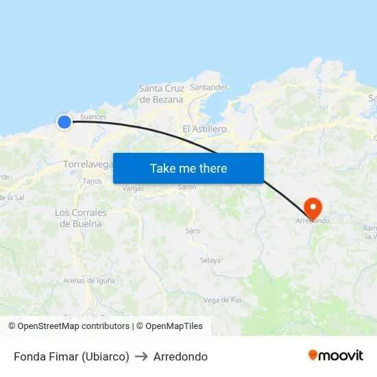 Fonda Fimar (Ubiarco) to Arredondo map