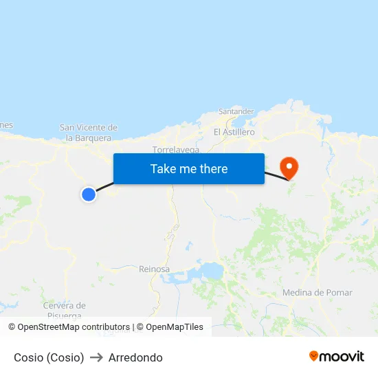 Cosio (Cosio) to Arredondo map