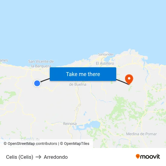 Celis (Celis) to Arredondo map