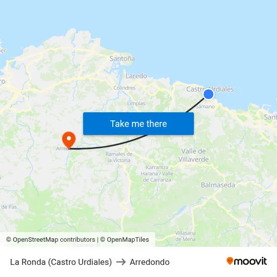 La Ronda (Castro Urdiales) to Arredondo map