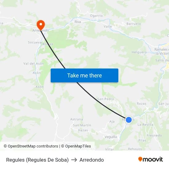 Regules (Regules De Soba) to Arredondo map