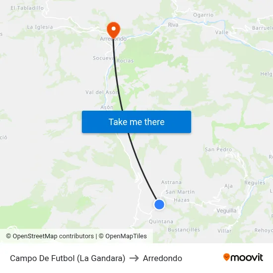 Campo De Futbol (La Gandara) to Arredondo map