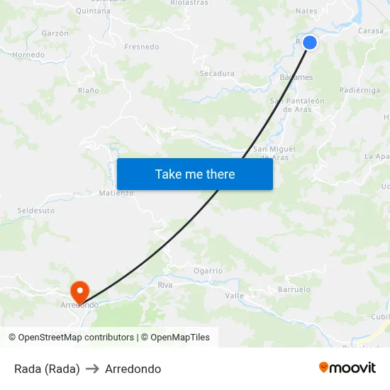 Rada (Rada) to Arredondo map