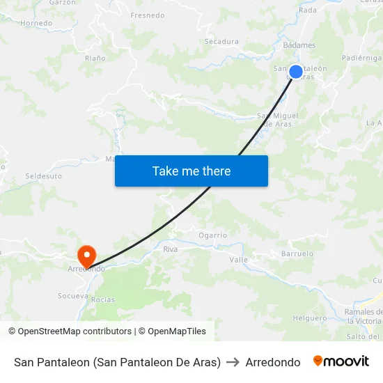San Pantaleon (San Pantaleon De Aras) to Arredondo map
